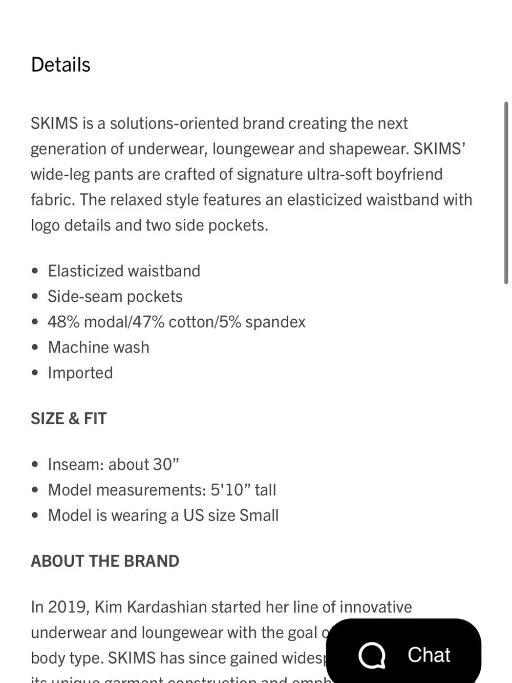 SKIMS LOOSE BOYFRIEND PANT SIZE M